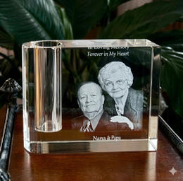 Memorial Bud Vase Photo Crystal
