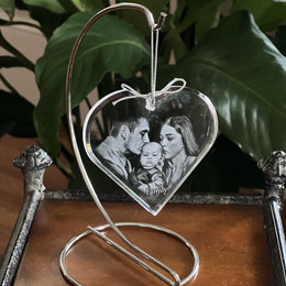 Photo Crystal Heart Ornament